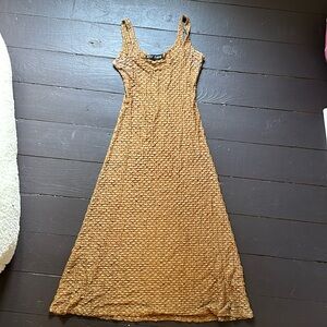 Betsy Johnson Gold 90s midi dress size P Small
